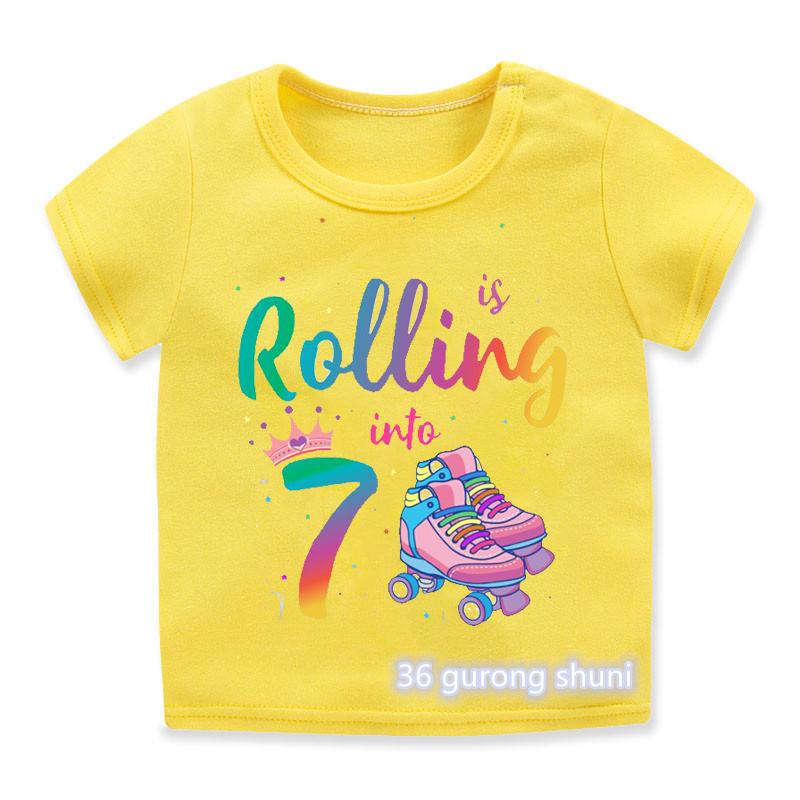 Newly Boys T Shirt Funny Skates Graphic Print 6th Birthday Gift Costume Fashion Hip Hop Girls TShirt Boys Girls Universal Tops