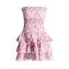 Spring 2025 Fashion: Sexy Tube Top Dress with Printed Lace and Waist-Slimming Design