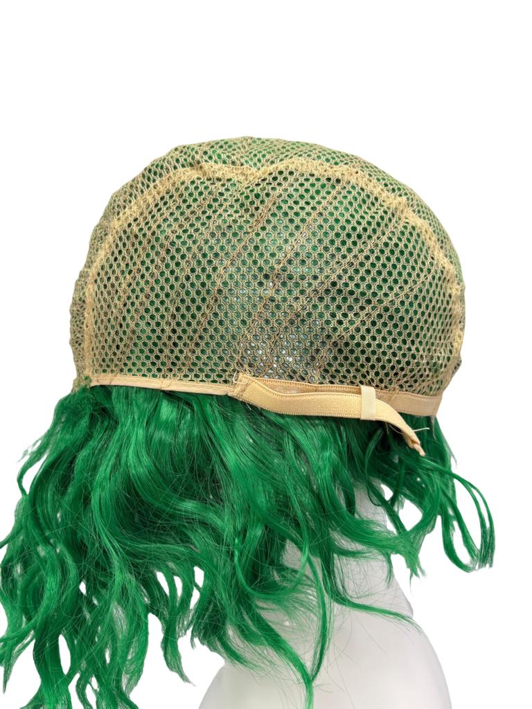 Fluorescent Green Short Curly Hair Chemical Fiber Synthetic Wig | Funny Party Clown Character Cosplay Wig