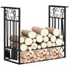 Fireplace Log Rack Tool Set, Multi-Accessory, 75 x 30 x 60 cm, Black Steel