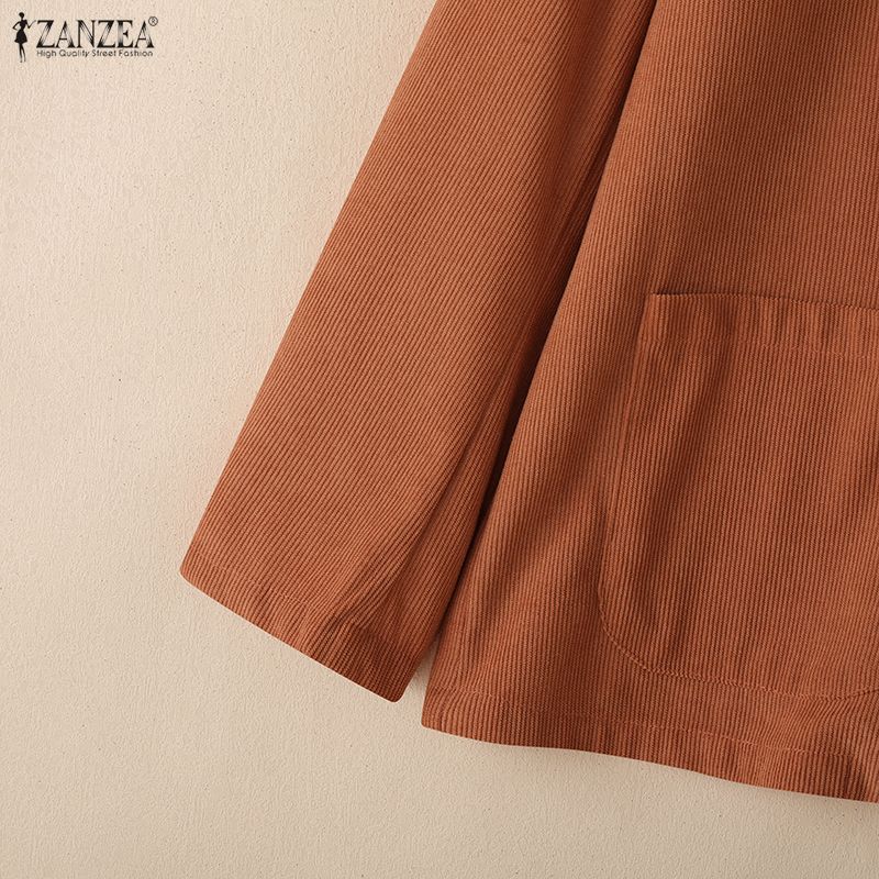 ZANZEA Women Casual Turn Down Collar Long Sleeve Thin Cardigan Tops