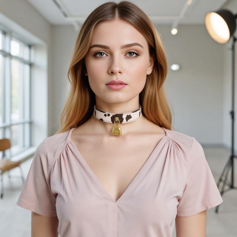 Sexy Leather Cow Print Bell Pendant Collar Choker Necklace For Women Punk Gothic Sweet Bow Necklaces Cosplay Party Jewelry Gifts