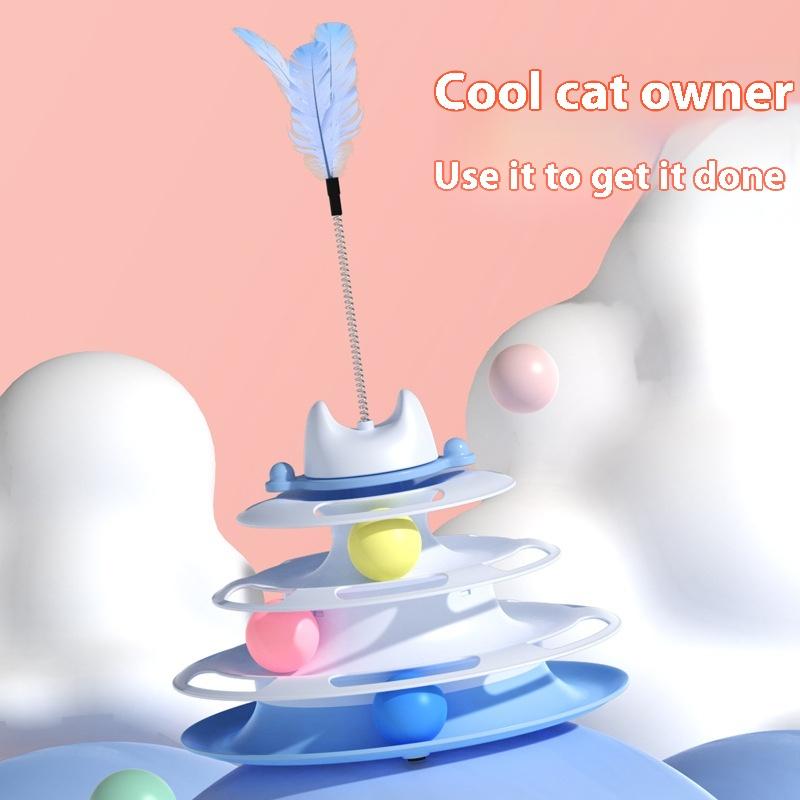 3/4 Levels Cat Toy Tower Turntable Roller Balls Toys Interactive Intelligence Training Track Puzzle Funny Games Accessories