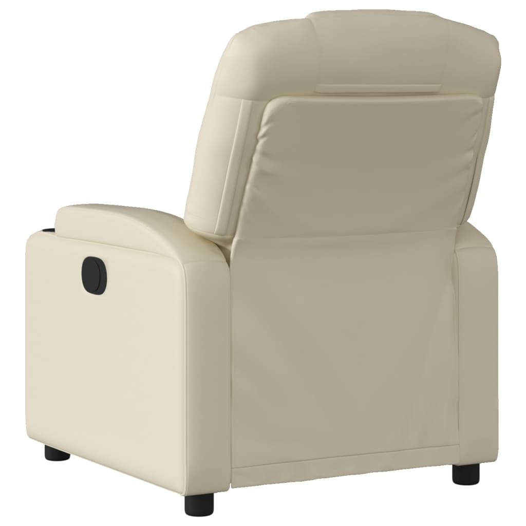 Electric Recliner Chair Cream Synthetic Leather