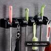 Wall Mounted Mop Holder Strong Grip Heavy Duty Mop Fixed Clip Plastic Material 6 Hooks Bathroom Broom Hanger Storing Mops