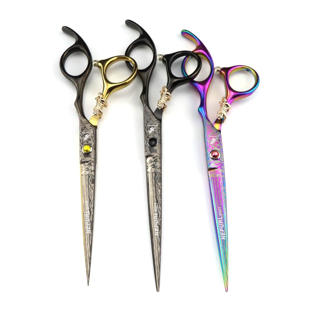 6.0/6. 5/7.0 Inch Color Nepson Tiger Personalized Hair Scissors, Hair Scissors Sharp Knife Head Flat Cut