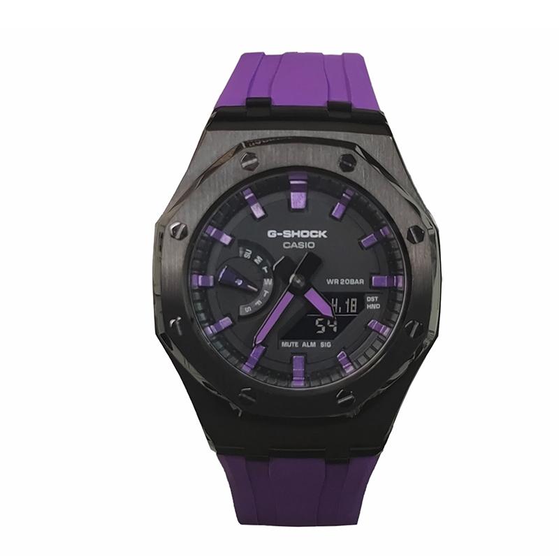 

CASIO Мужские Жидкокристаллические, Аналоговые с Двойным Дисплеем Серия 44 мм Черные Часы GA-2100SKE-7A(Watch3--) Black Purple Warrior