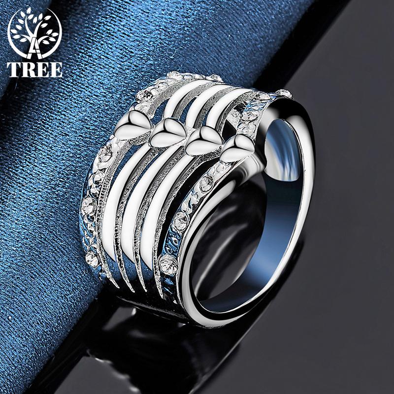 925 Sterling sølv AAA Zircon Five Lines Ring smykker