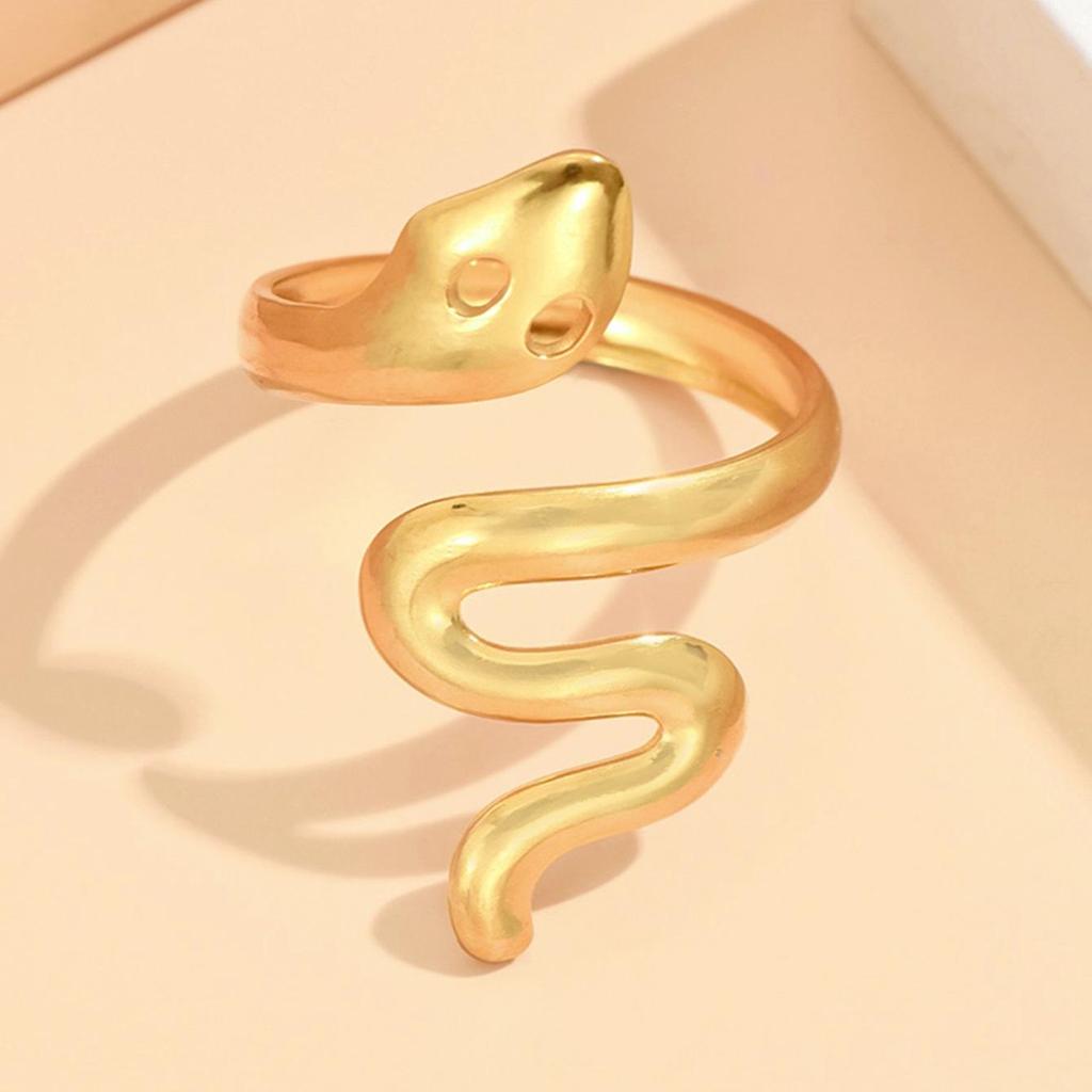 Unisex Stainless Steel Adjustable Snake Ring - Punk Hip Hop Style