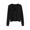 Women's V Neck Knitted Cardigan Short Jacket Loose Long Sleeve Autumn Versatile Outfit Top Sweater