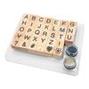 Wooden Alphabet Stamps - MÉGACRÉA DIY - 33 Pieces - Black and Silver Ink - 1.5 X 1.7 Cm