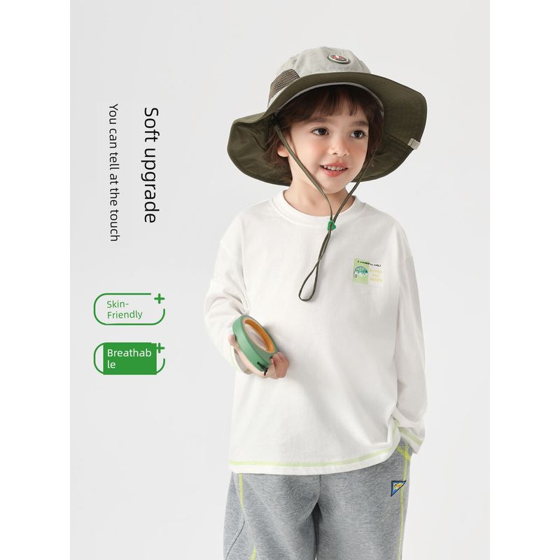 [Right Europe 2026 Spring New Collection Launch] Boys' Long-Sleeve 10A Antibacterial Sweat-Absorbing T-Shirt Baby Children's Clothing Base Layer Shirt