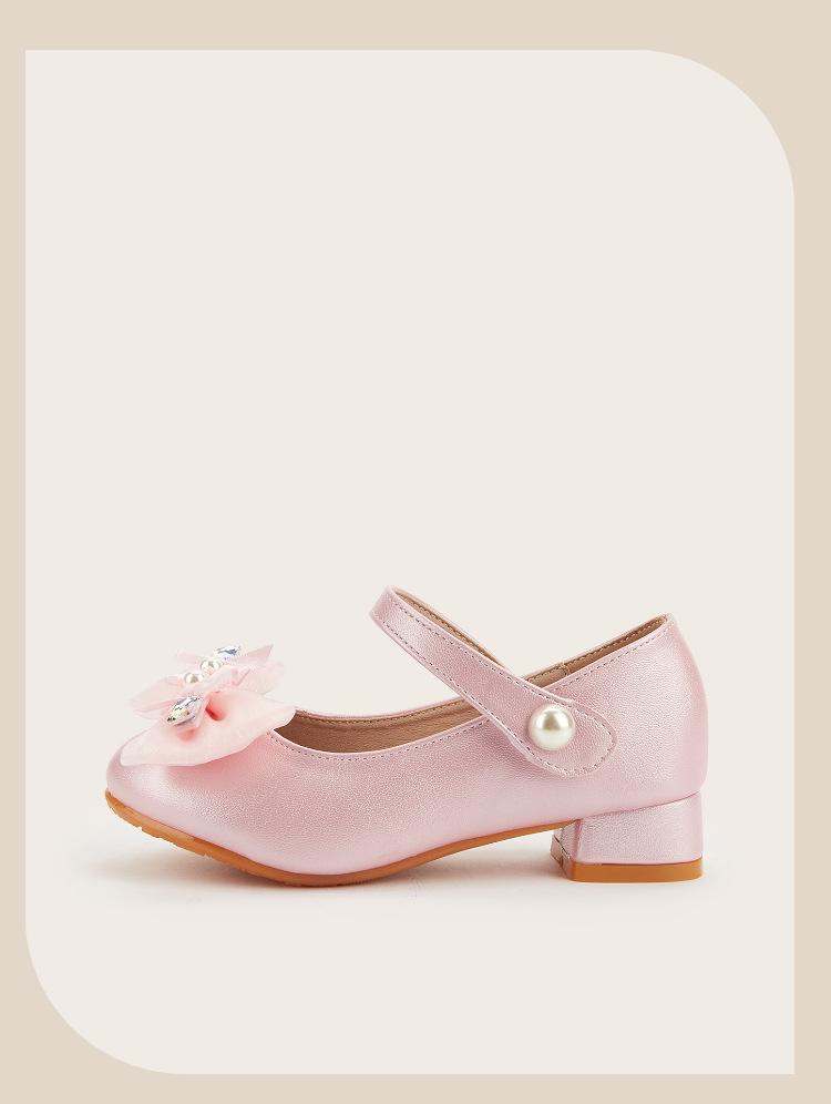 2025 Winter Mädchen Rosa Schleife Prinzessin Hohe Absätze: Modische & Vielseitige Lederschuhe