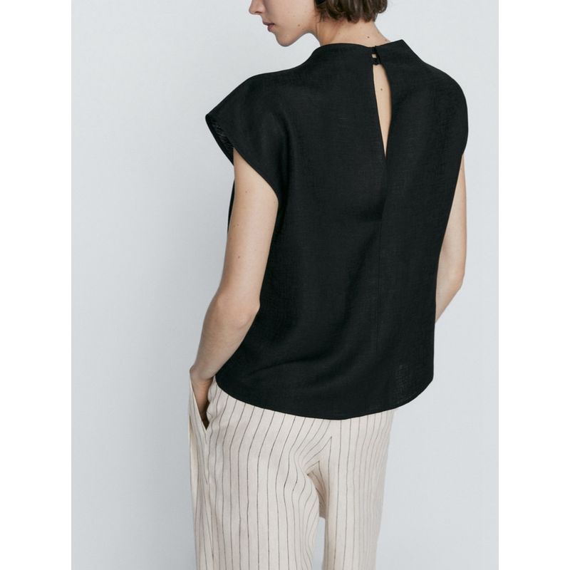 Za2024 Summer New Product Women's Clothes Shoulder Draped Design Flounced Sleeve Elegant Tops Shirt 05122530 800