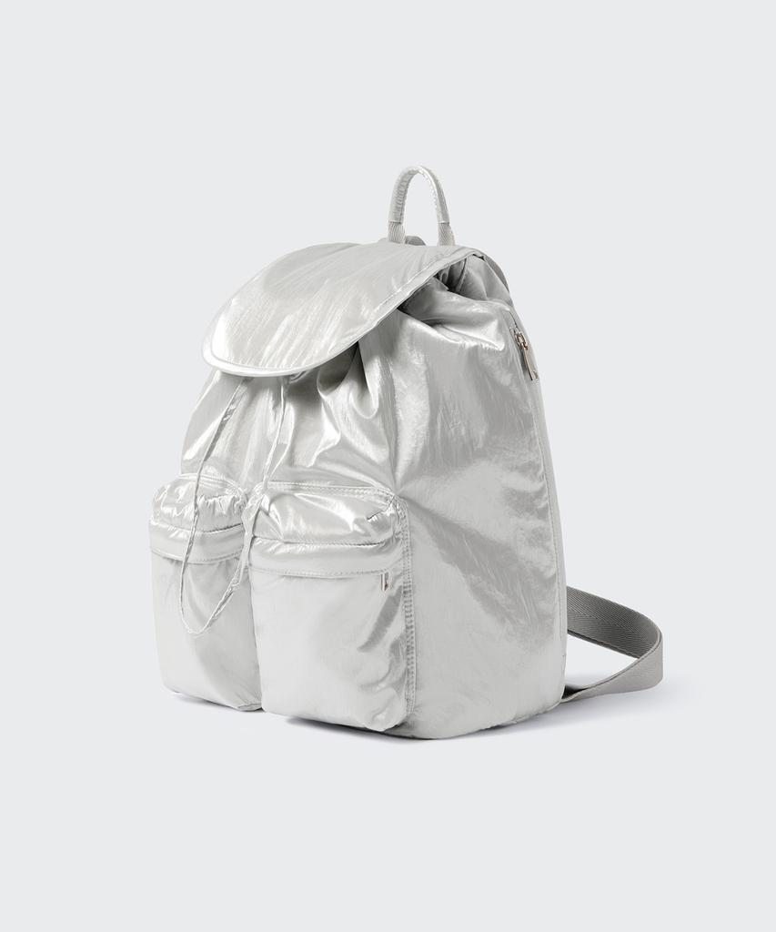 Musinsa Standard Woman Shiny Flap Mini Backpack [Silver]