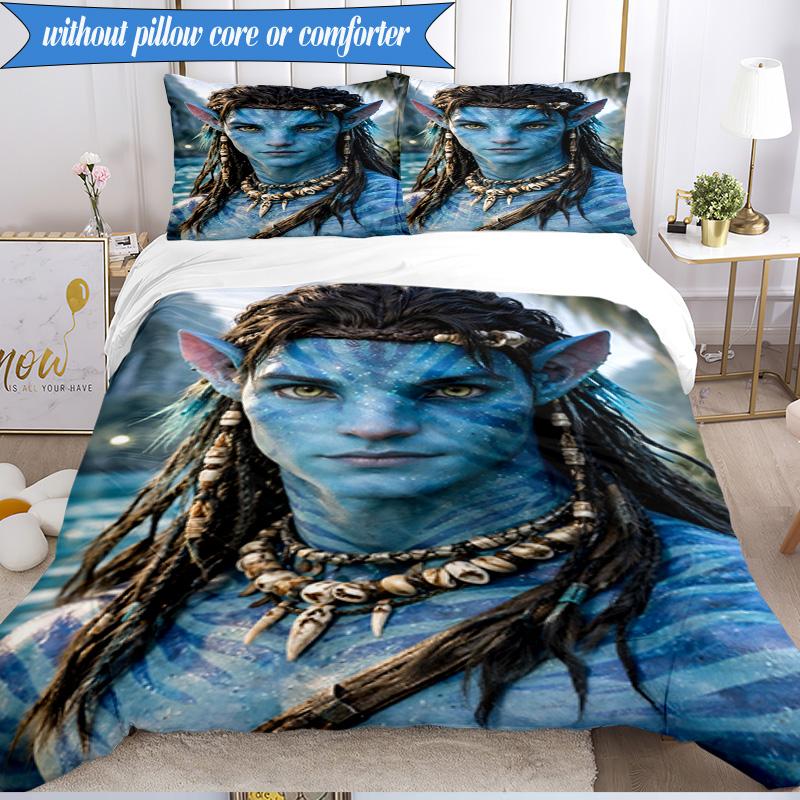 3-teiliges Ava-tar Abenteuer Bettwäsche-Set, Enthält 1 Stück Bettbezug und 2 Stück Kissenbezüge. Perfekt für Schlafzimmer, Wohnheim, Weihnachtsgeschenk für Fans