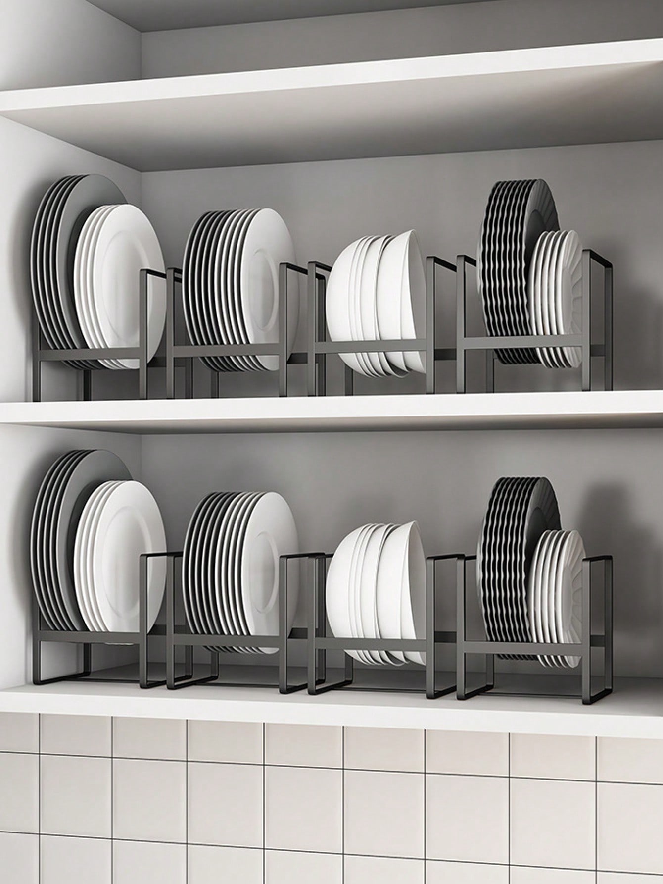 

1/2 шт. Железный держатель для хранения посуды, Минималистичная черная сушилка для посуды для кухни, Подставка-держатель для тарелок, Многофункциональная кухонная полка для хранения тарелок, сковородок, мисок M чёрный