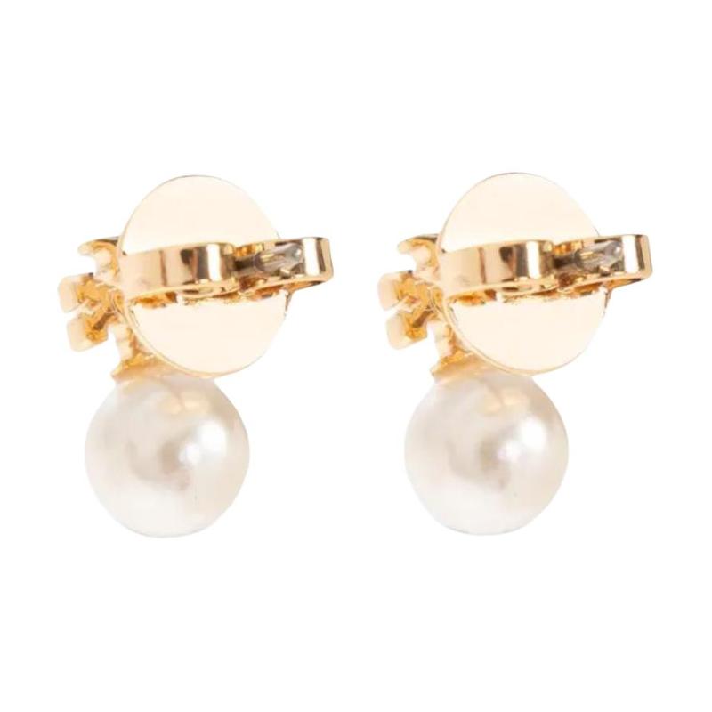 TORY BURCH Pearl Brand Design Brass Earrings Women's Gold 171100137-gold F