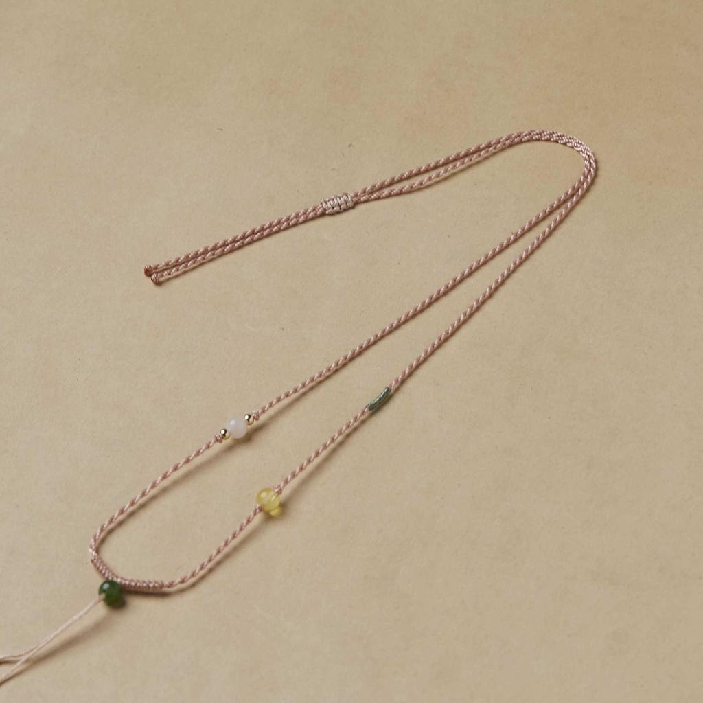 Handcrafted Exquisite Eight-Strand Adjustable Hetian Jade Necklace Cord