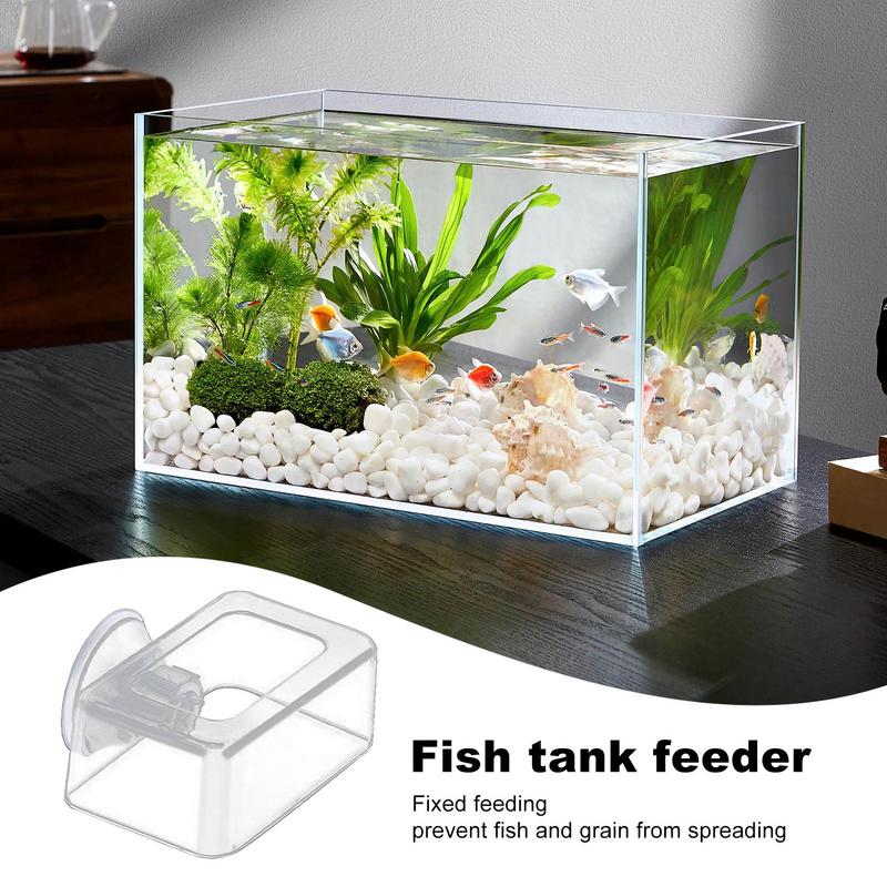 Acrylic Fish Food Feeder Aquarium Feeding Ring Fish Tank Station Floating Food Tray Accessories with Strong Suction Cups