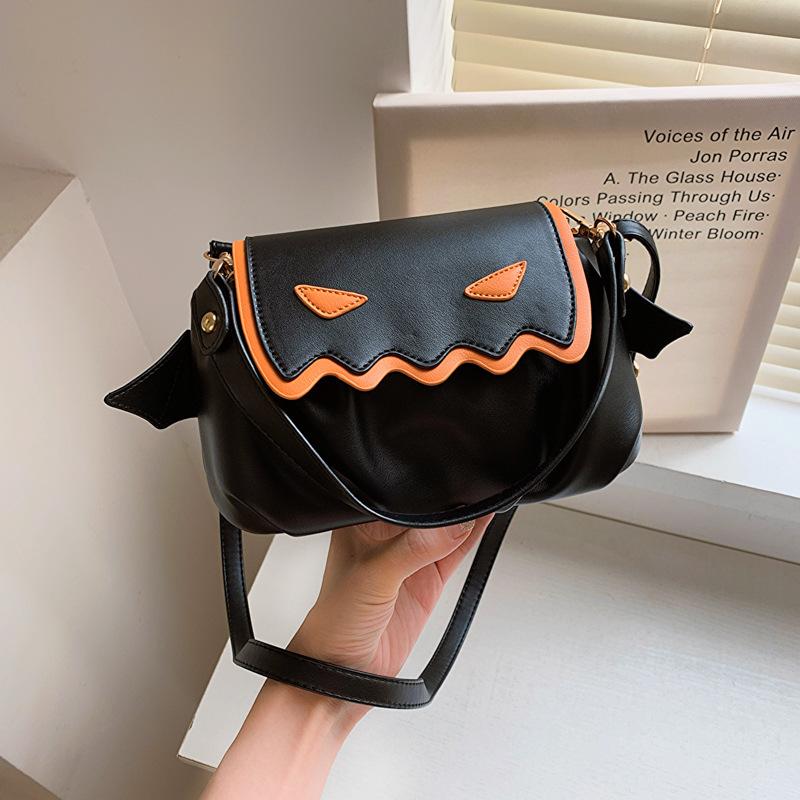 

Хэллоуин забавная сумка-тыква новая мода контрастные цвета персонализированная креативная сумка через плечо повседневная мультяшная косая сумка-спин чёрный