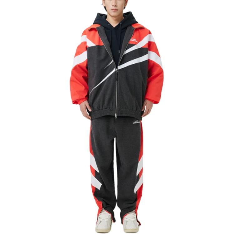 Li Ning SS23 Skateboard Series Color Block Zipper Loose Casual Jacket Men jackets Red AFDT127-1