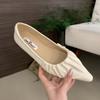 Fashion SUOJIALUN Spring New Brand Women Flat Shoes Fashion Pleated Ladies Elegant Boat Shoes Pointed Toe Shallow Slip On Single Shoes