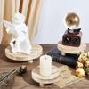 AHANDMAKER 3Pcs Round Wood Risers for Decor Display Base Riser Stand Wood Pedestal Rustic Farmhouse Riser for Home Kitchen (Almond Color, 8/6/5 Inch)