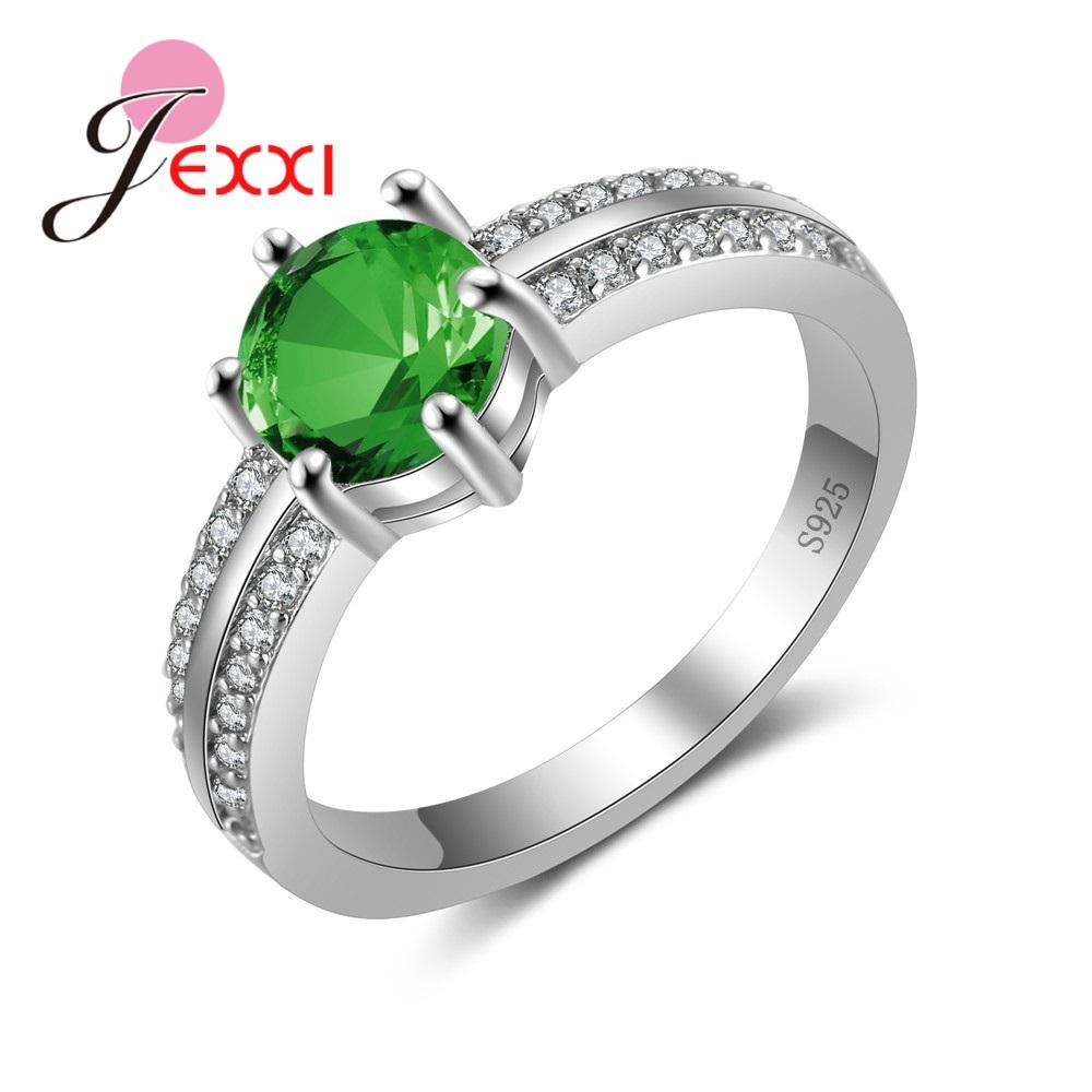 Charm 925 Sterling Silver Color Lake Green/Purple Cubic Stone For Wedding Engagement Rings Jewelry With Austrian Crystals Anillo