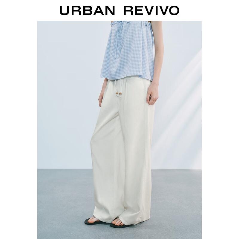 UR 2025 Summer Fashion Beaded Tie-Waist Wide-Leg Pants