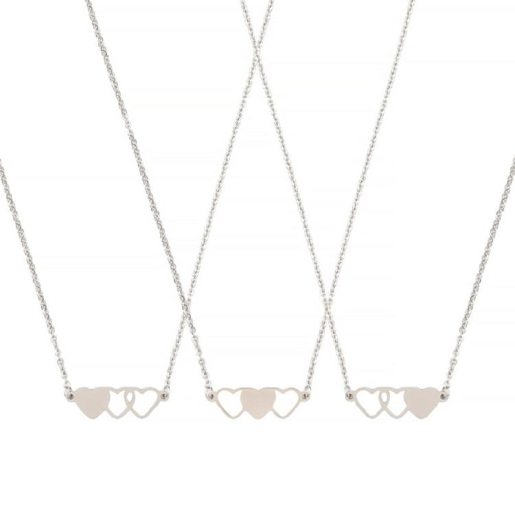 Necklace Suitable for 3 BFF Matching Heart Pendants Long Distance Friendship