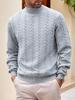 European Men's High Collar Jacquard Sweater - Solid Color, Autumn/Winter Fashion