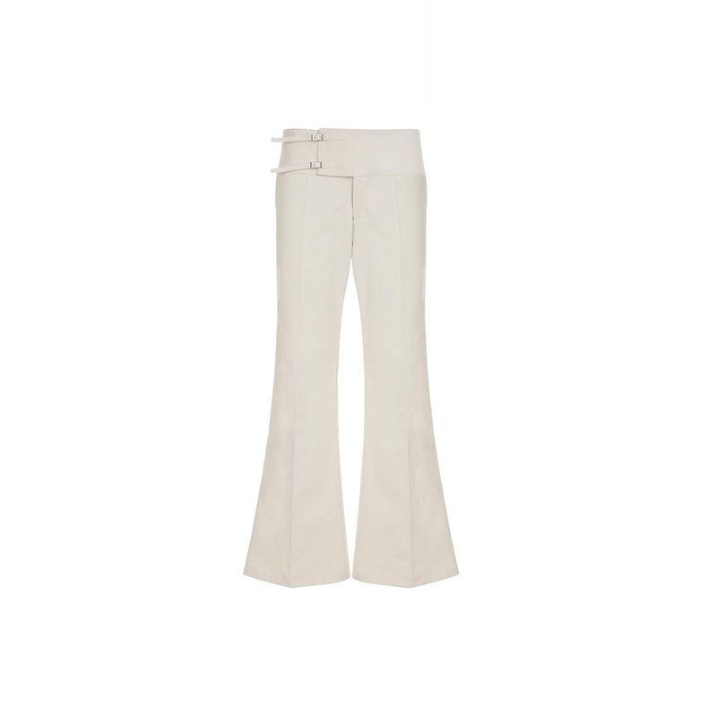 H Home European and American Women's Clothing Cleanfit Asymmetrical Waist Creamy-white Suit Pants Niche Style Low Waist Draped Casual Pants