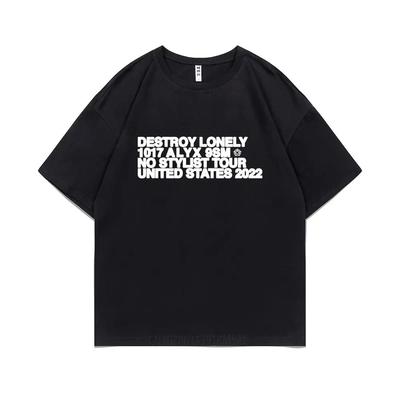 Rapper Destroy Lonely Tričko s potiskem Alyx Pánské Oversized Bavlněné Krátký Rukáv Pánské Hip Hop Rap Styl Tričko Muž Street Tričko
