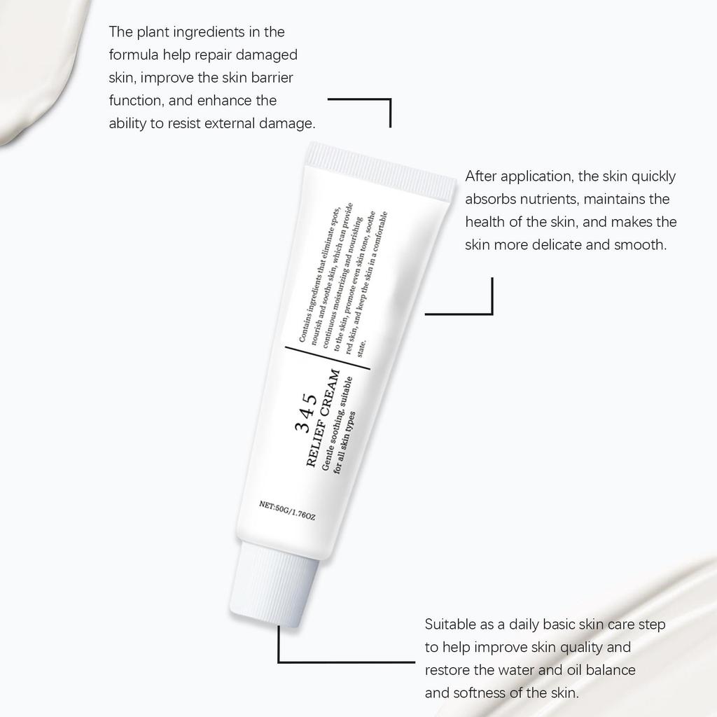 345 Relief Cream Reduce Redness Soothing Care Face Lifting Brightening Even Skin Tone Tone Beauty Moisturizing Smooth Cream 50g