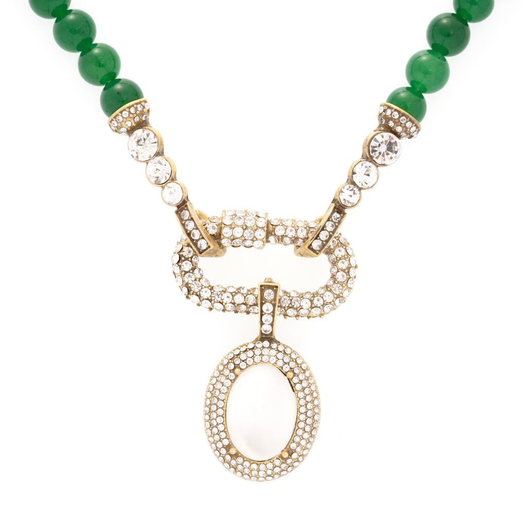 National Style Universal Buckle Greenstone Necklace Women'S High-End Accessories Light Luxury Niche White Autumn And Winter 25 Winter New