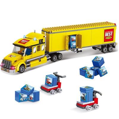Camion Mare de Marfă Nou Modern Oraș Semiremorcă Camion Vehicul Mare pentru Bunuri Grele Model Mașină Blocuri de Construcție Cărămizi Jucării Copii