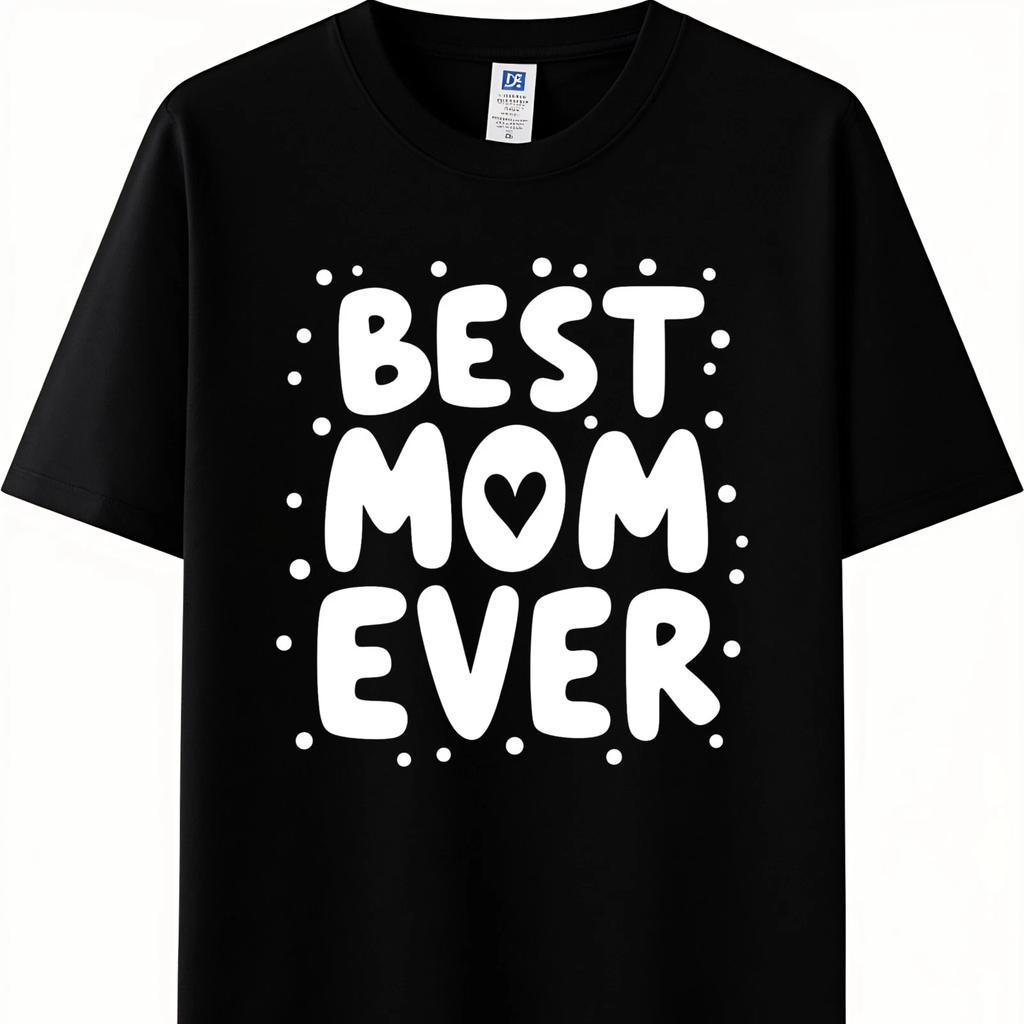 Unisex Best Mom Ever Niedliches Herz-Grafik-T-Shirt | Niedliches Baumwoll-T-Shirt zum Muttertag