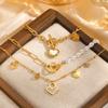 Round Cross Chain Shell Heart Shaped OT Buckle Bracelet for Women Rectangular Chain Double Ring Imitation Pearl Bracelet Jewelry