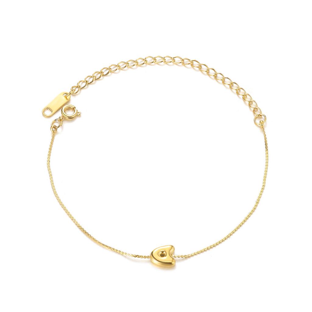 Mini Cute 3D Initials Bubble Letter Chain Bracelet For Women New Gold Color Stainless Steel Waterproof Elegant Christmas Jewelry