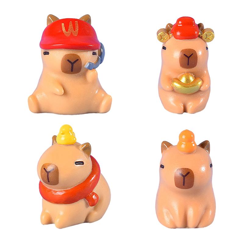 

4 шт. Мини-украшение Капибара, золотой слиток, кукла Капибала, фигурка, микро-ландшафтное украшение, миниатюрная игрушка для кукольного домика B 4Pcs/Set