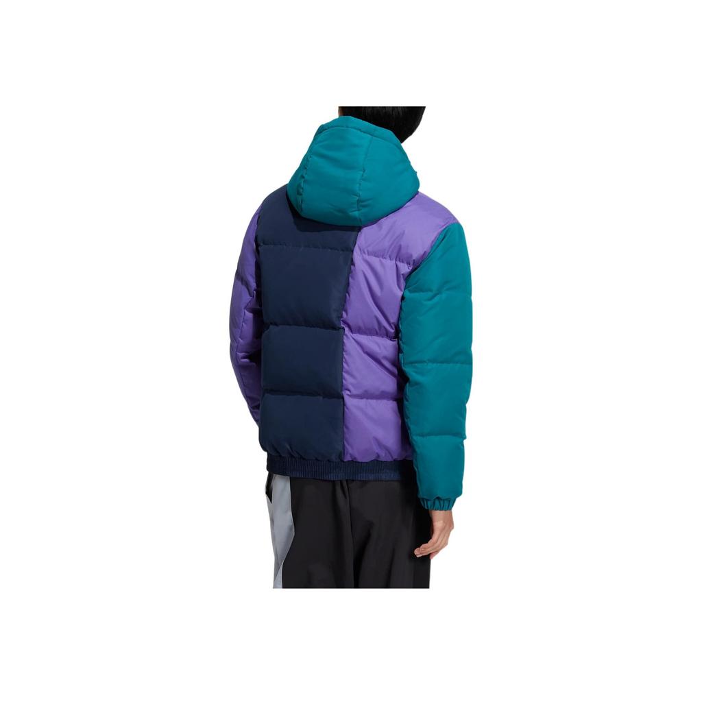 Adidas Neo Printed Logo Zip Hooded Down Jacket Unisex Outerwear Purple HN4781