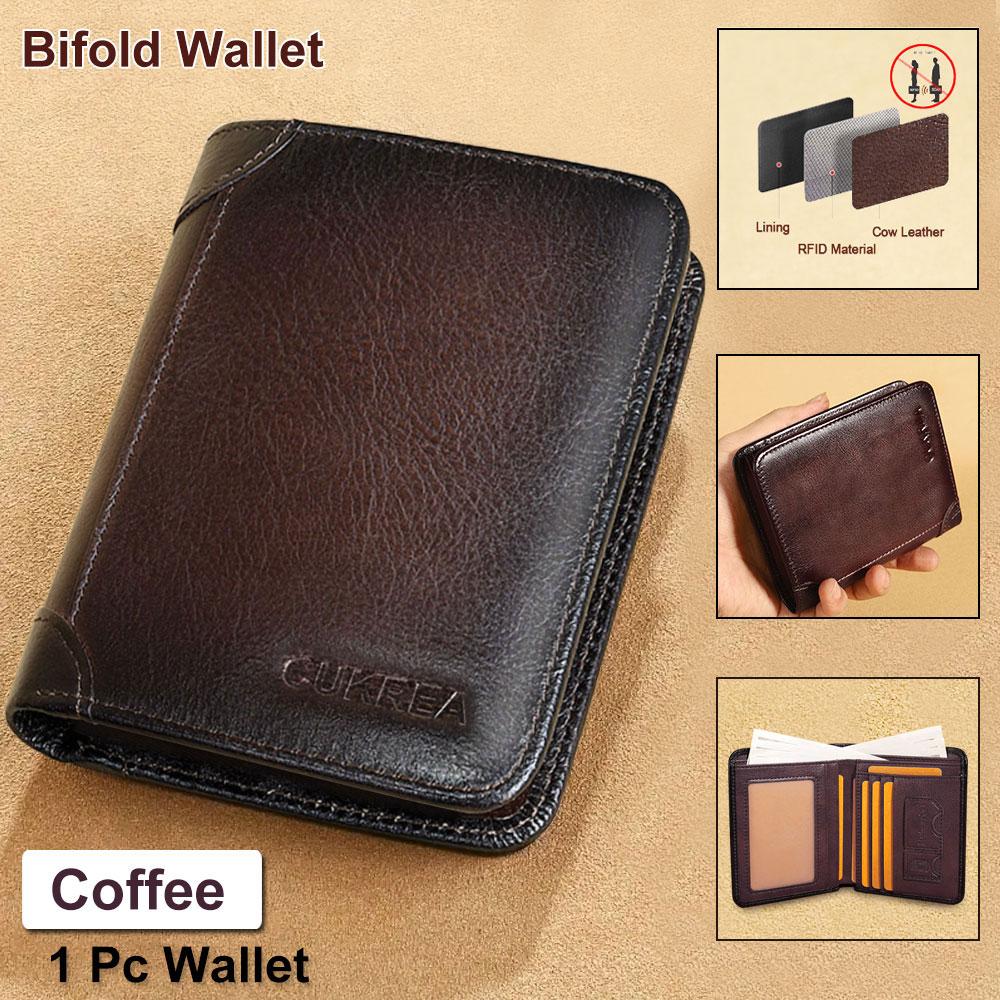 

Чоловічий вінтажний гаманець з коров ячої шкіри, RFID-захист, короткий багатофункціональний тримач для ID-карток і кредитних карток, коров яча шкіра верхнього шару, кишеня для грошей, 2 віконця для ID-карток Bi-fold