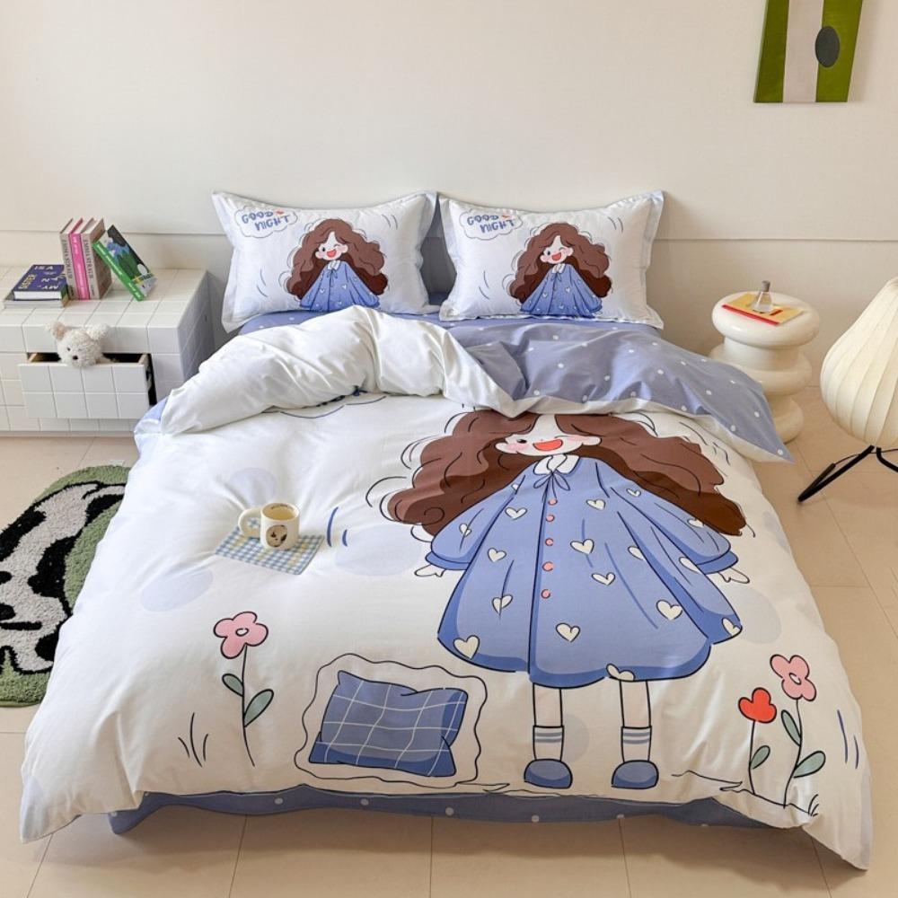 Cartoon  princess Motif,Bed Linen,Microfibre Bedding Sets, Children's Bed Linen  for Teenagers 3D Printed  DuvetCover with Zip