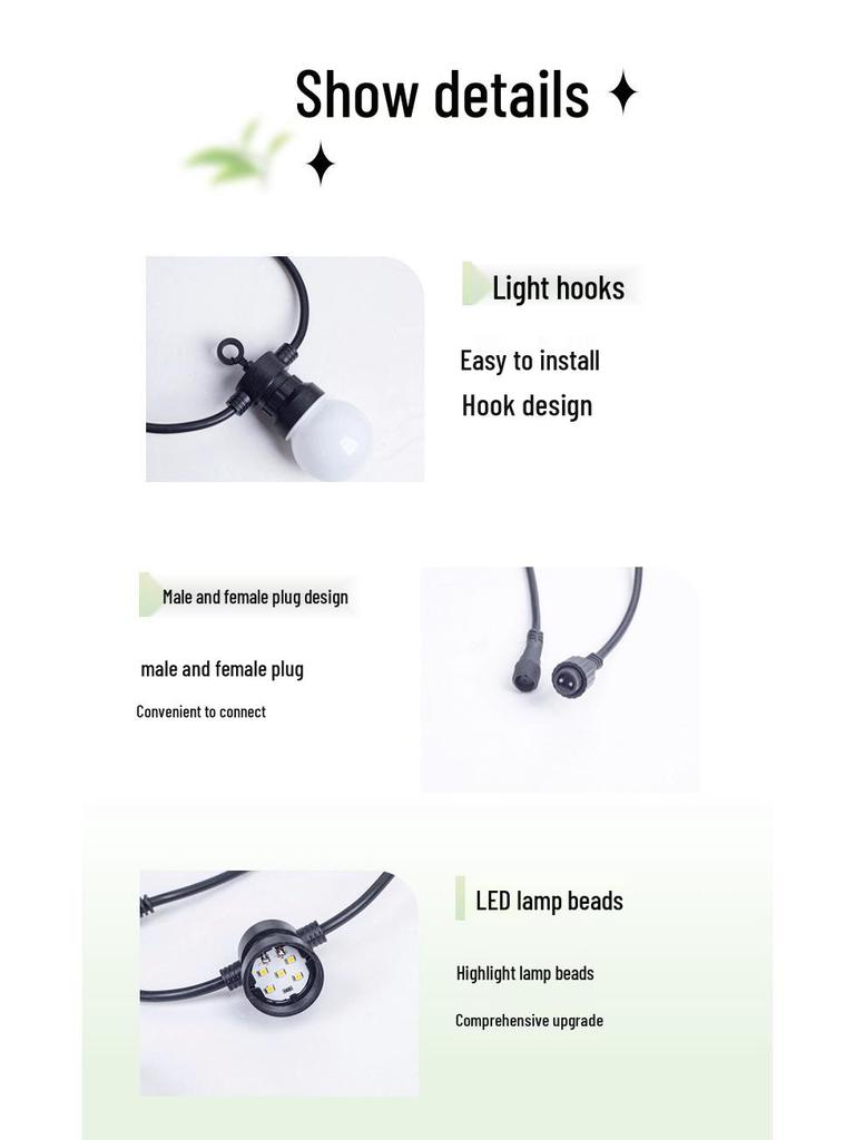 G50 Waterproof LED Solar String Lights for Outdoor Camping, Tents, and Courtyard Decoration.