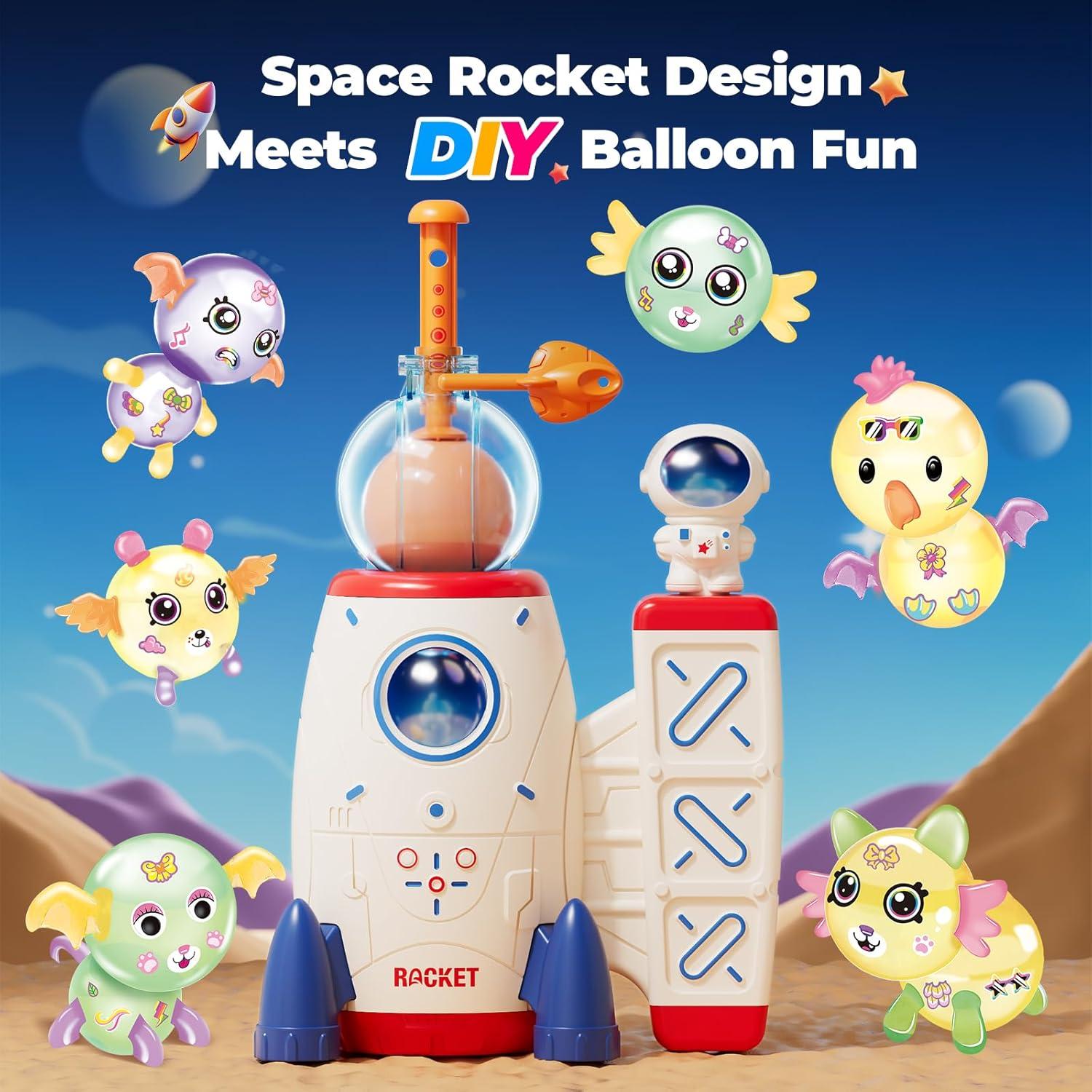 

DIY Space Magic Balloon Craft Kit, Sticker Decorated Balloons Toy for Kids, Rocket Air Pump Fun with Balloon Monster Pals, DIY C Other