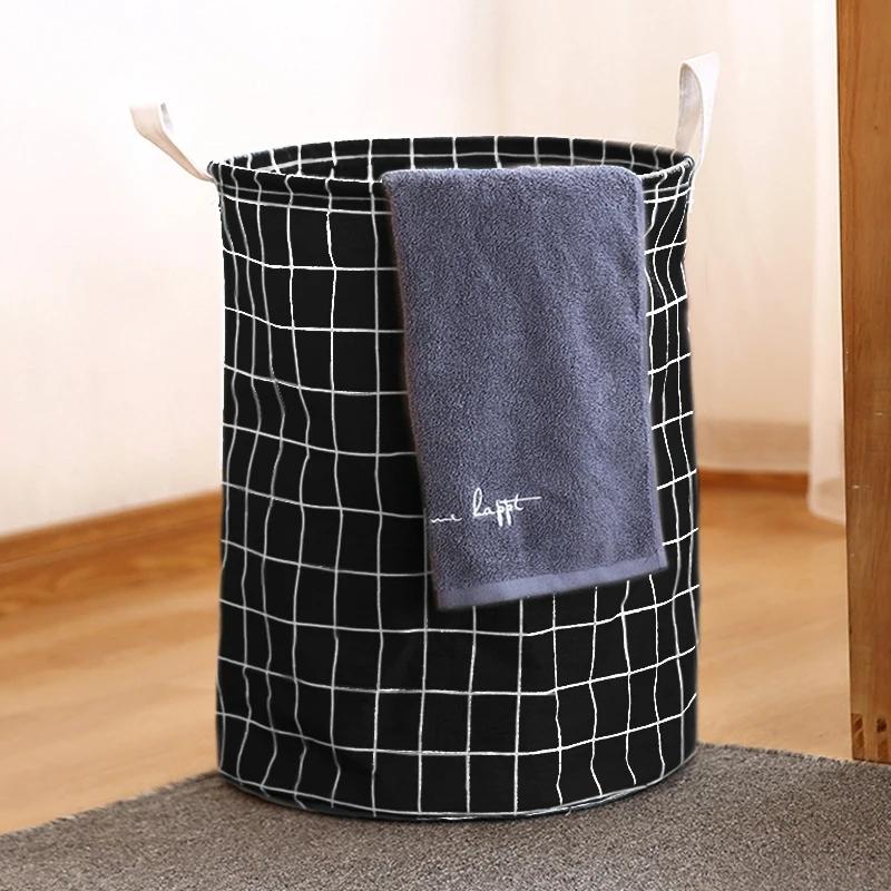 Household large fabric dirty clothes basket, toy storage bucket, cotton and linen dirty clothes basket, foldable and waterproof#