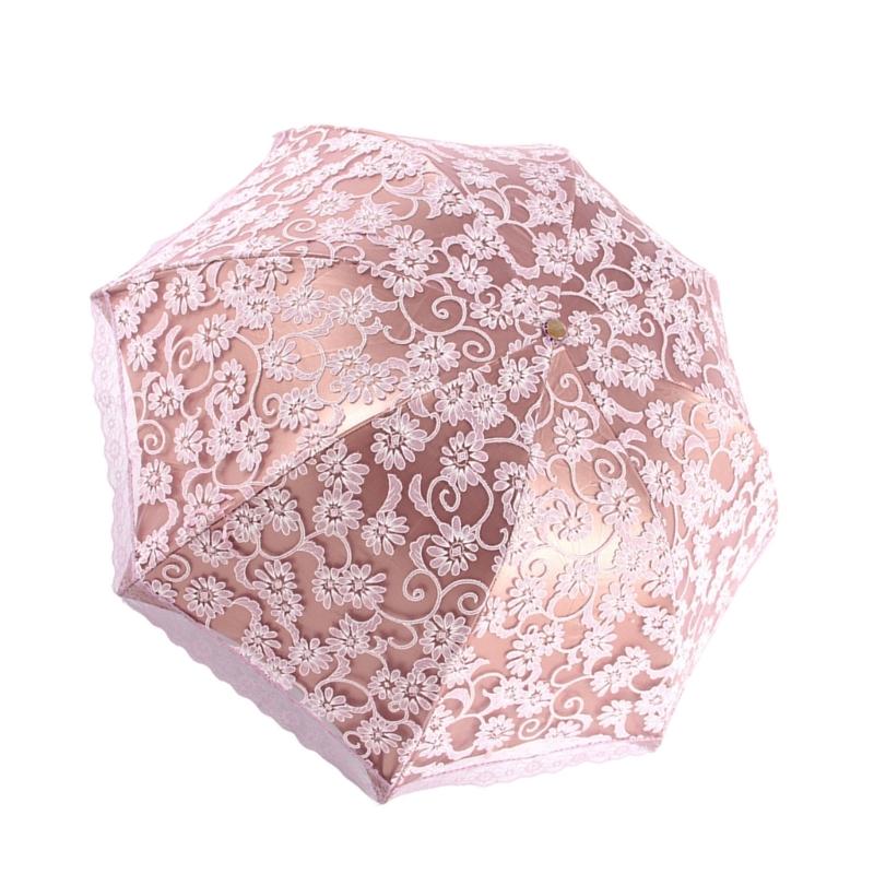 Lace Embroidery Umbrella Retro Coating 3 Folding UV Protection