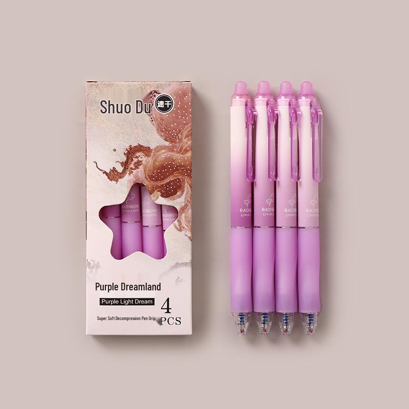 4-Pack Soft Grip Erasable Gel Pens - Quick-Drying, Click-Action Stationery for Students and Office Use