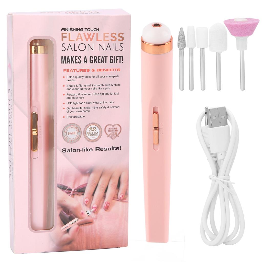 Rechargeable Electric Nail Drill Pen Machine Portable Nail Grinding Polisher with LightWith Spray